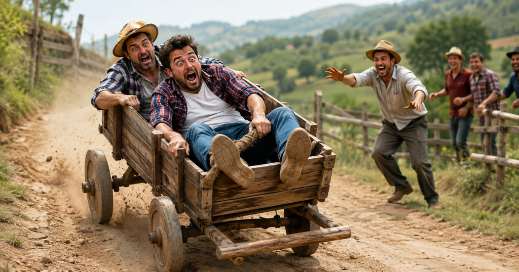 wooden cart disaster funny
