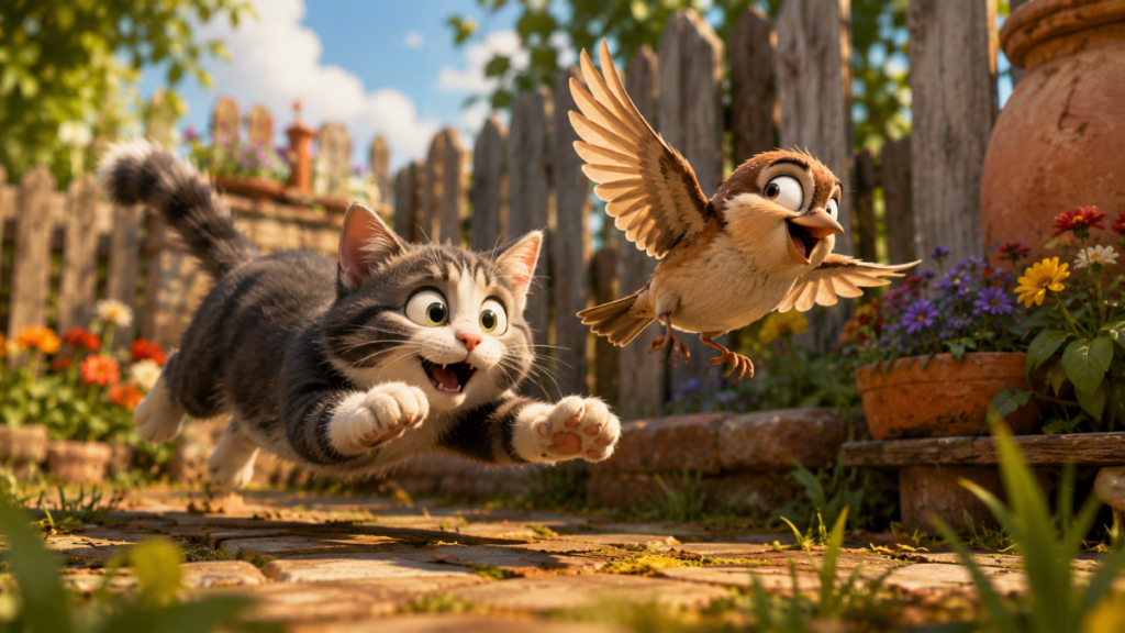 The cat and the bird story - Mushmush and Zizou friends