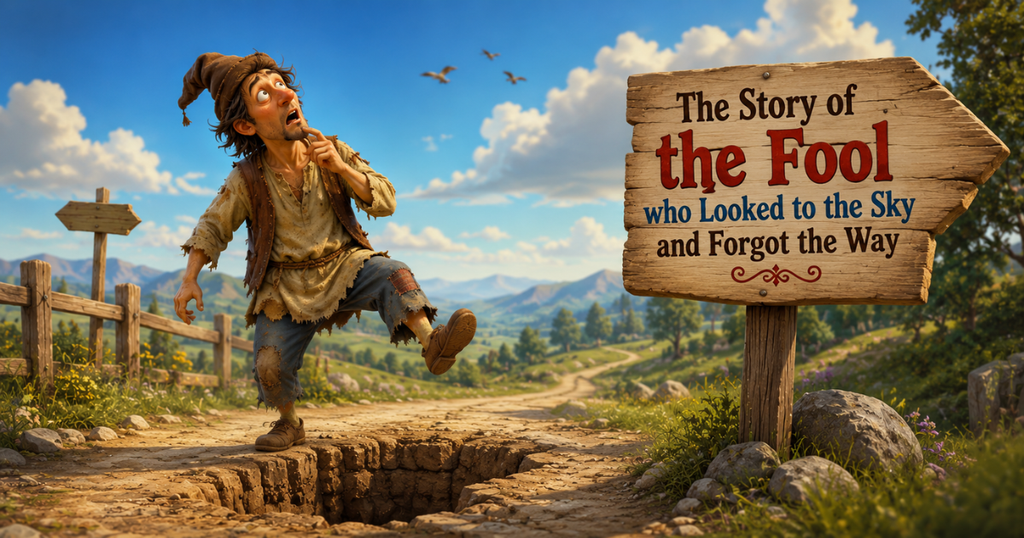 the fool who looked to the sky looking up at stars